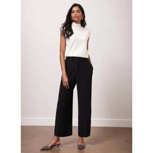 Mint Velvet Black Pleated Cropped Trousers